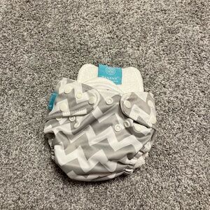 Charlie Banana One Size Gray and White Chevron Diaper